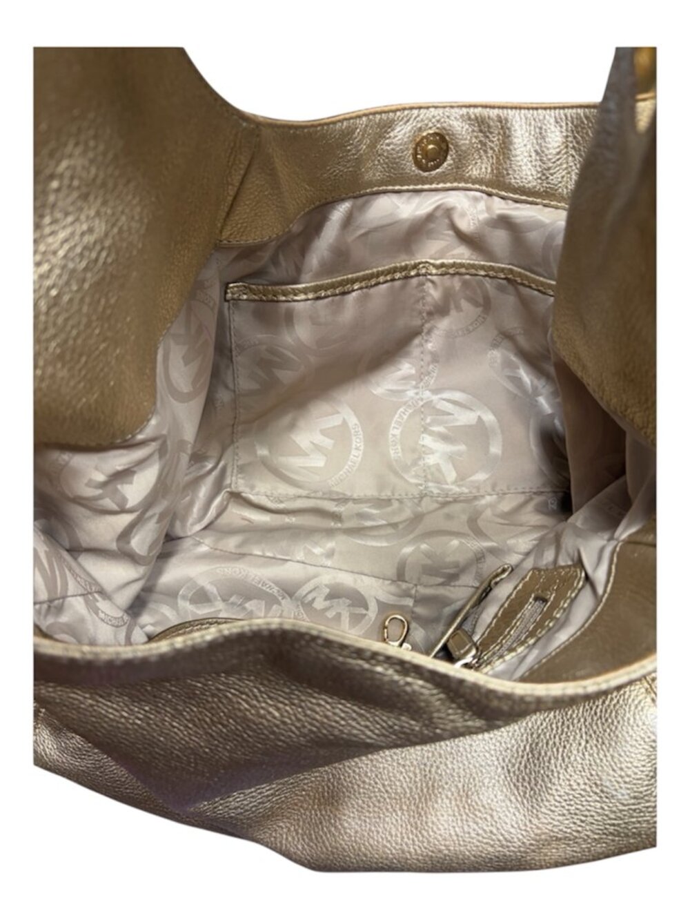 MICHAEL KORS FULTON METALLIC GOLD HOBO SHOULDER BAG - EUC - Picture 6 of 7
